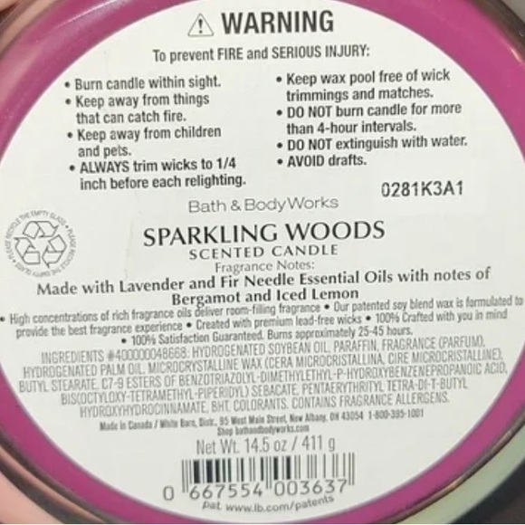 Bath and Body Works Sparkling Woods 3 wick Candle - Picture 3 of 3